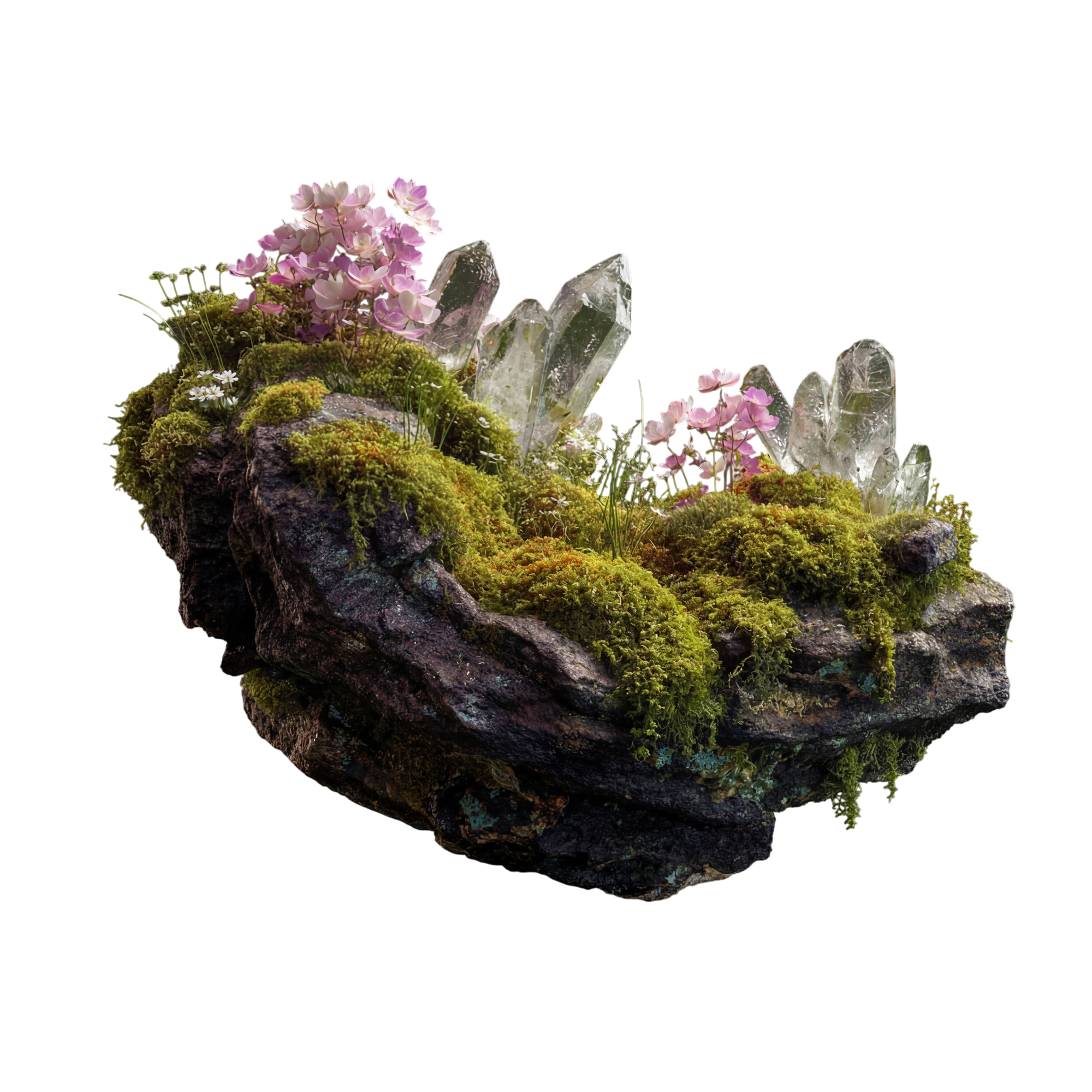 Floating Garden, verdant moss with delicate florals
