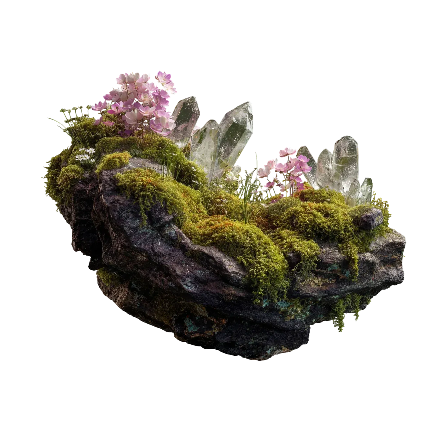 Floating Garden, verdant moss with delicate florals
